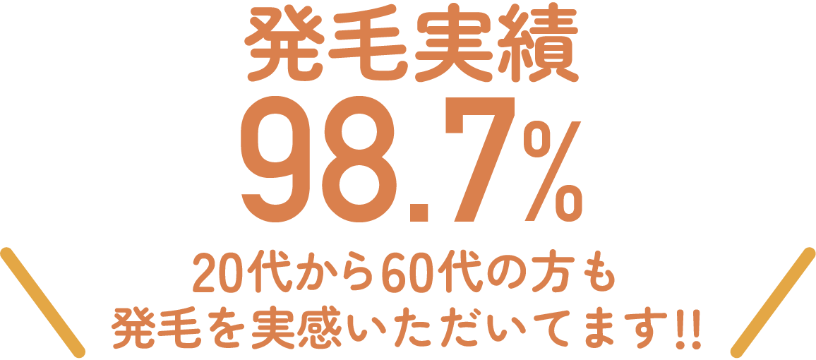 発毛実績98.7% 20代から60代の方も発毛を実感いただいてます！